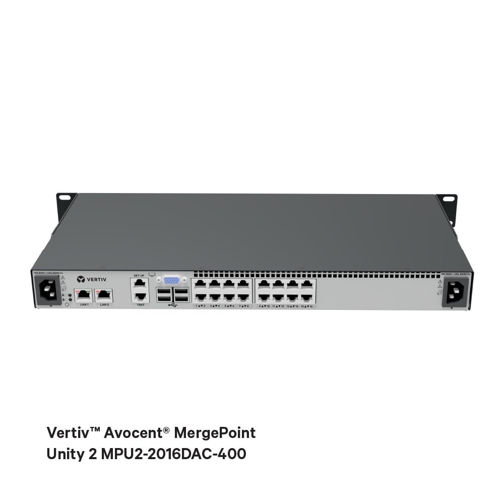 Vertiv™ Avocent® MergePoint Unity 2 MPU2-2016DAC-400, KVM-over-IP Switch, 16-Port 2 Remote Configuration, 1U Image