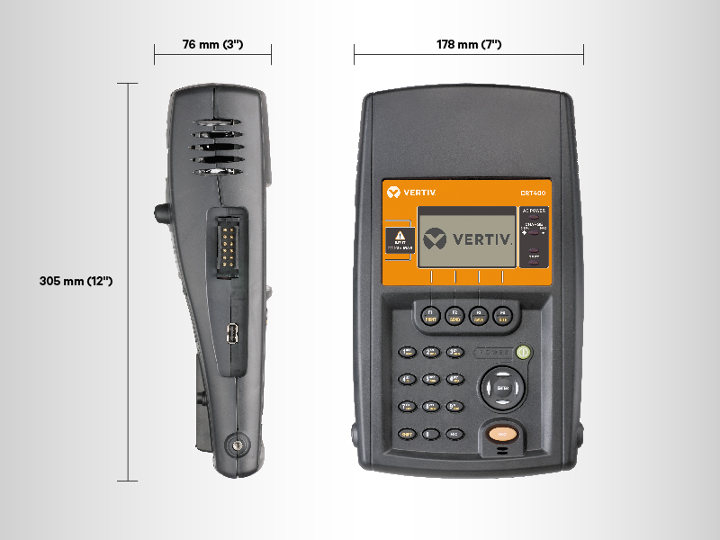 Dimensions display for the Alber Cellcorder CRT 400 online battery tester
