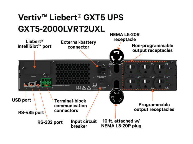 GXT5-2000LVRT2UXLN, UPS en línea Liebert GXT5, 2000 VA/1800 W, 120 V con Liebert RDU101 Image