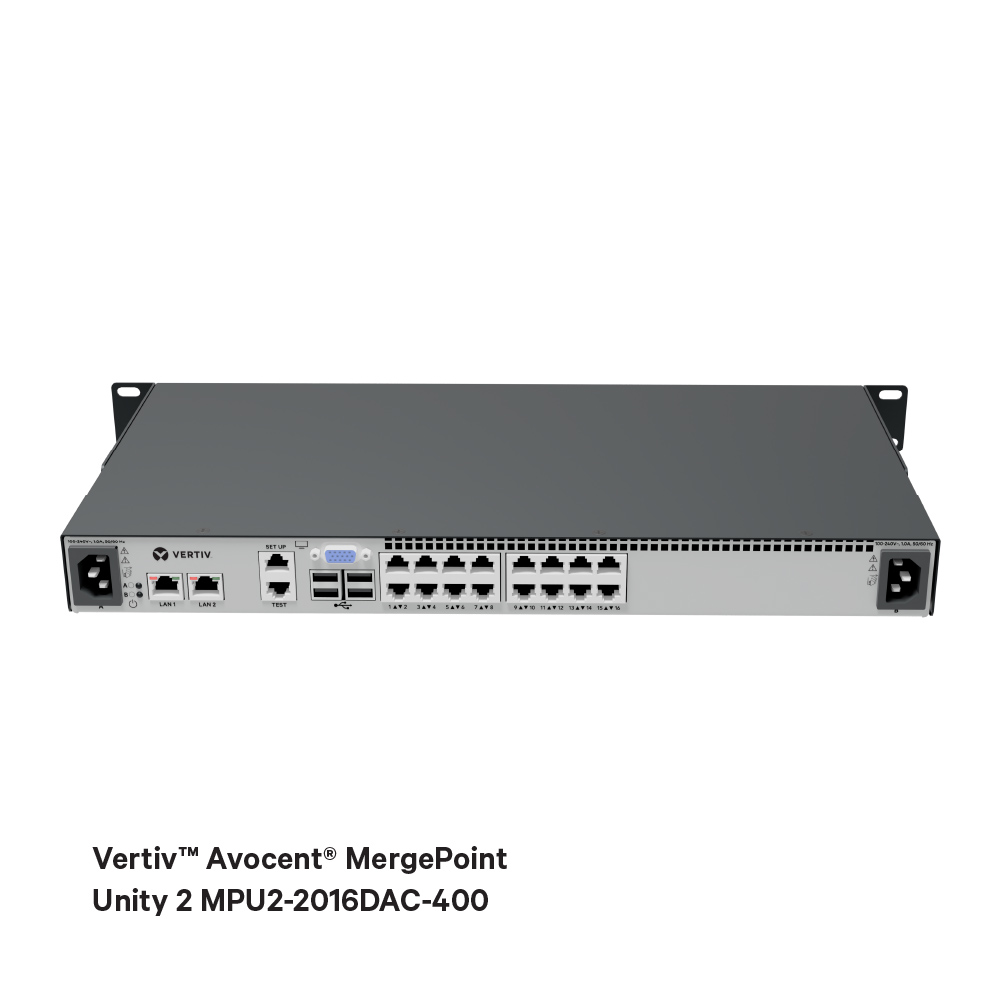 Vertiv™ Avocent® MergePoint Unity 2 MPU2-2016DAC-400, commutateur KVM-over-IP, 16-Configuration à distance du port 2, 1U Image