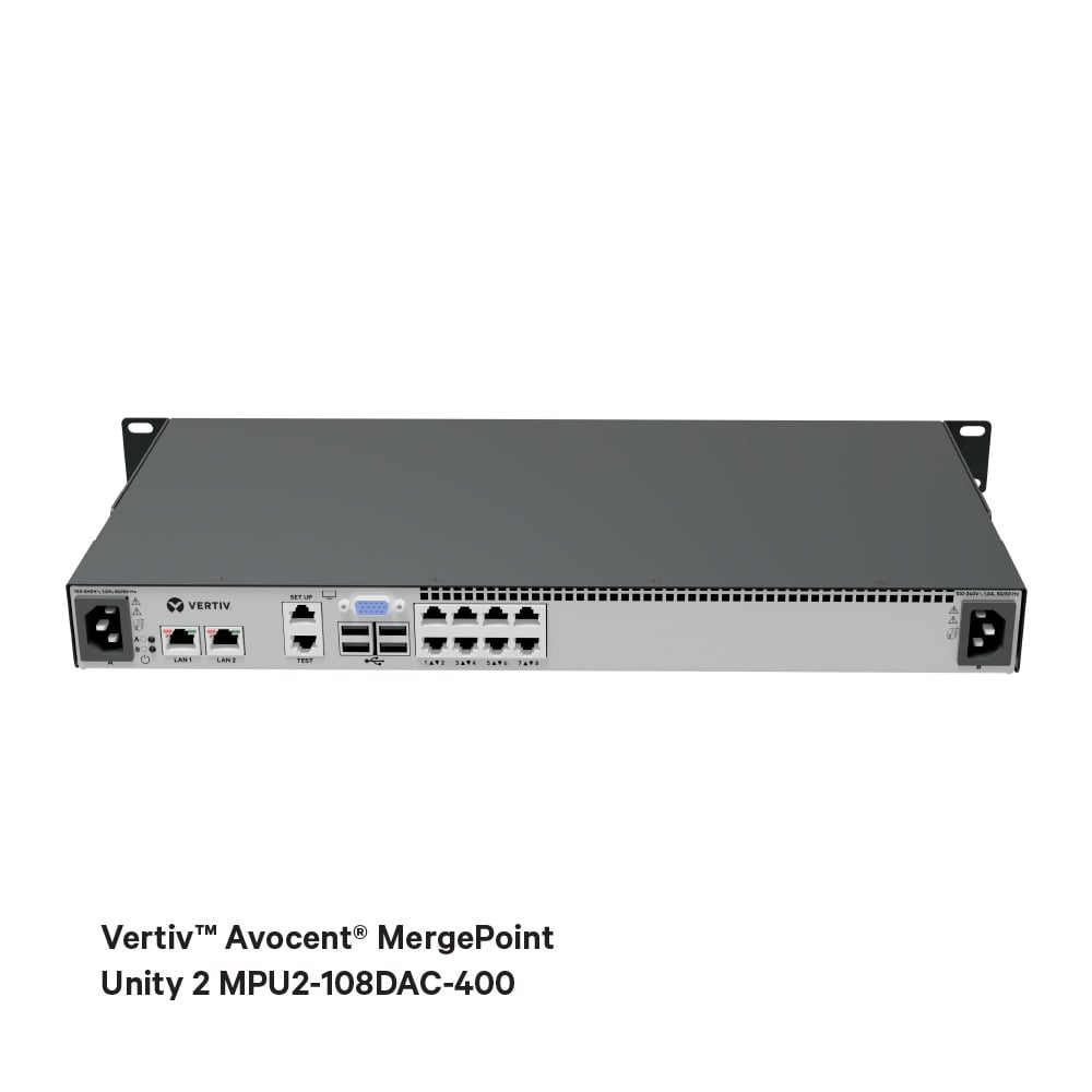 Vertiv™ Avocent® MergePoint Unity 2 MPU2-108DAC-400, commutateur KVM-over-IP, 8-Configuration à 1 distance du port, 1U Image