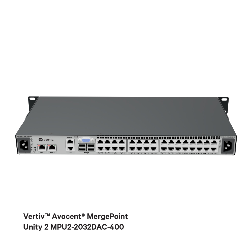 Vertiv™ Avocent® MergePoint Unity 2 MPU2-2032DAC-400, KVM-over-IP Switch, 32-Port 2 Remote Configuration, 1U Image