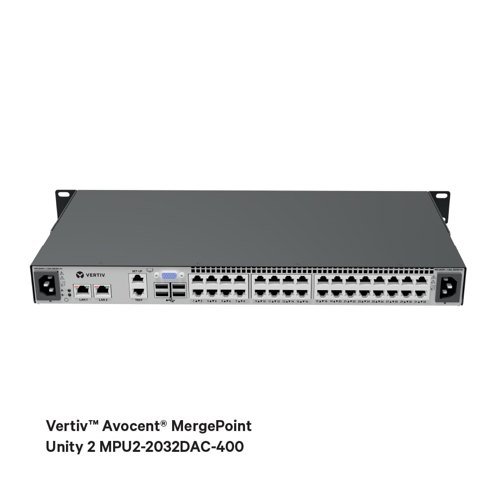 Vertiv™ Avocent® MergePoint Unity 2 MPU2-2032DAC-400, KVM-over-IP Switch, 32-Port 2 Remote Configuration, 1U Image