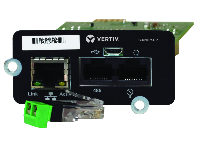 Close view of the Liebert Unity communications card